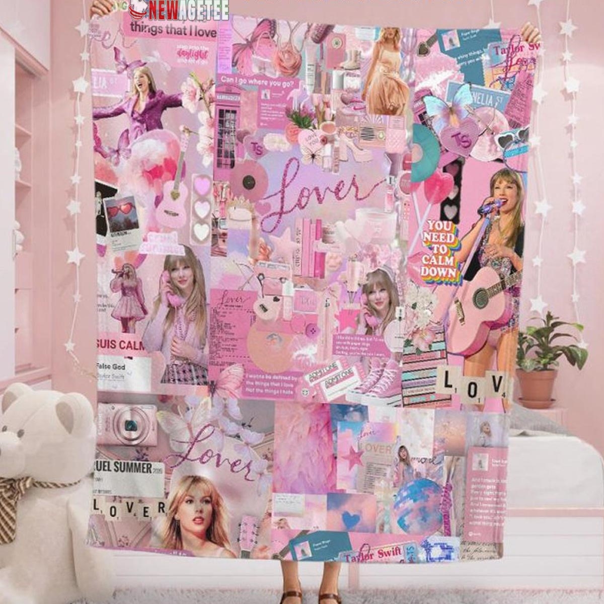 Taylor Swift Lover Era Quilt Fleece Blanket