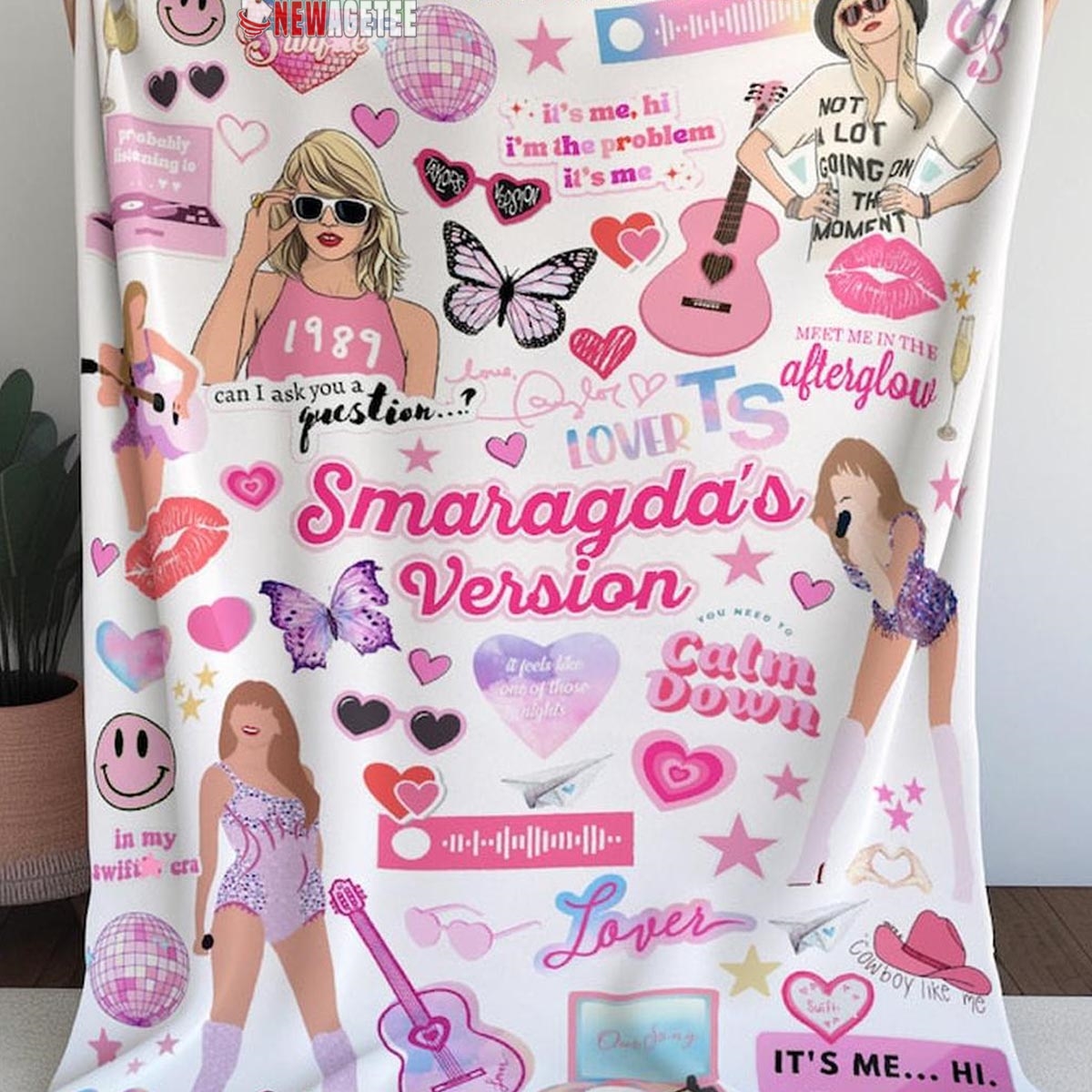 Taylor Swift Lover Era Quilt Fleece Blanket