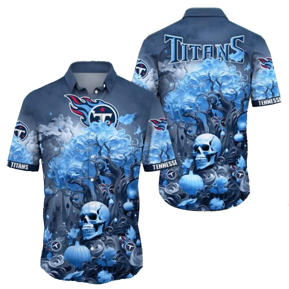 Tennessee Titans Skull Pumpkin Halloween Hawaiian Shirt