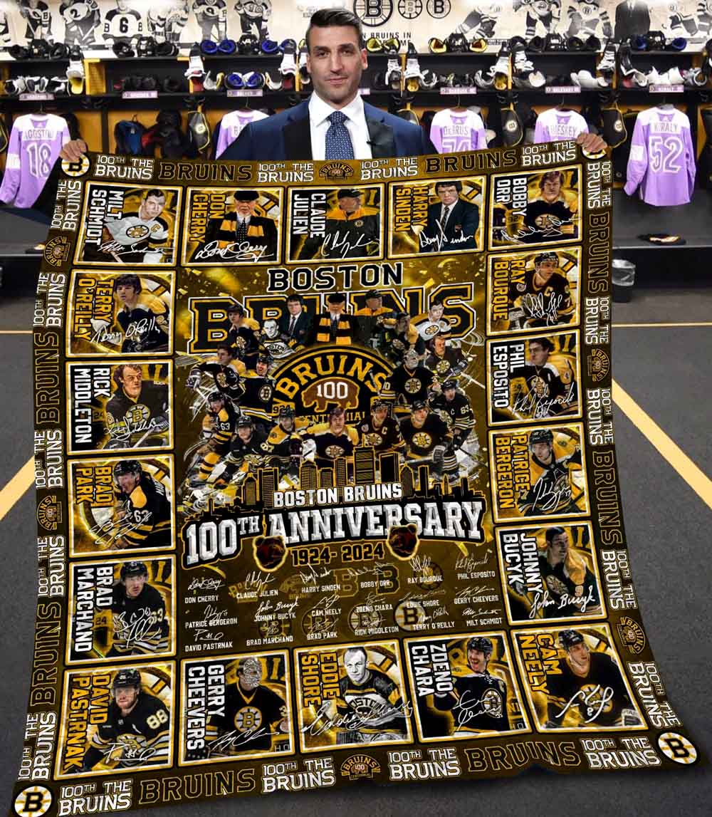 The Bruins 100th Anniversary 1925-2025 Quilt Fleece Blanket