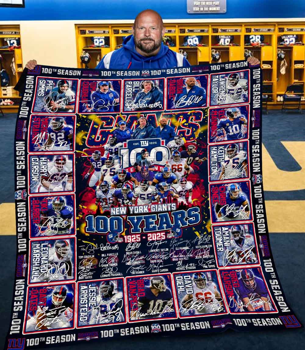 The New York Giants 100th Anniversary 1925-2025 Special Quilt Fleece Blanket