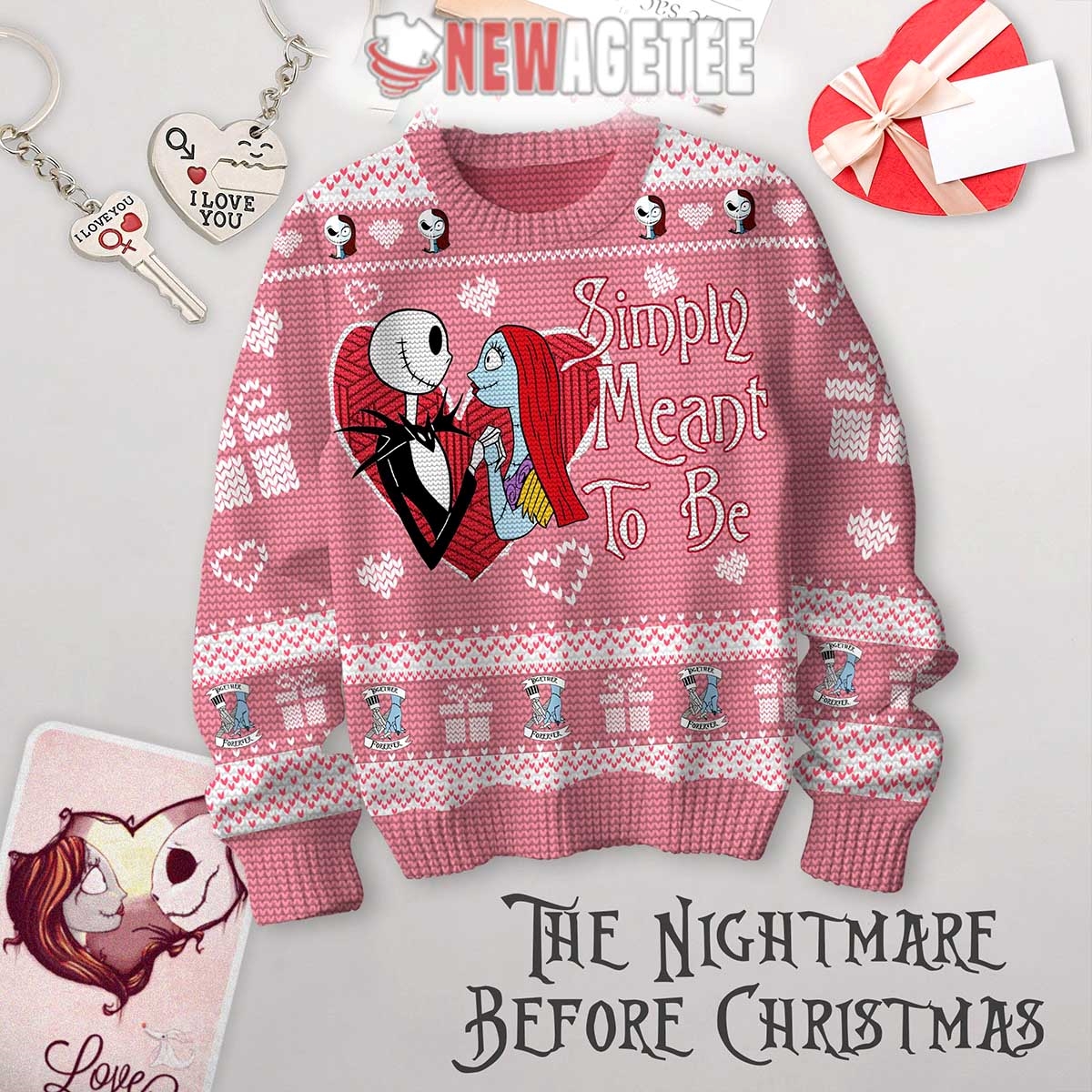 The Nightmare Before Christmas Simply Meant To Be Valentine Ugly Christmas Sweater