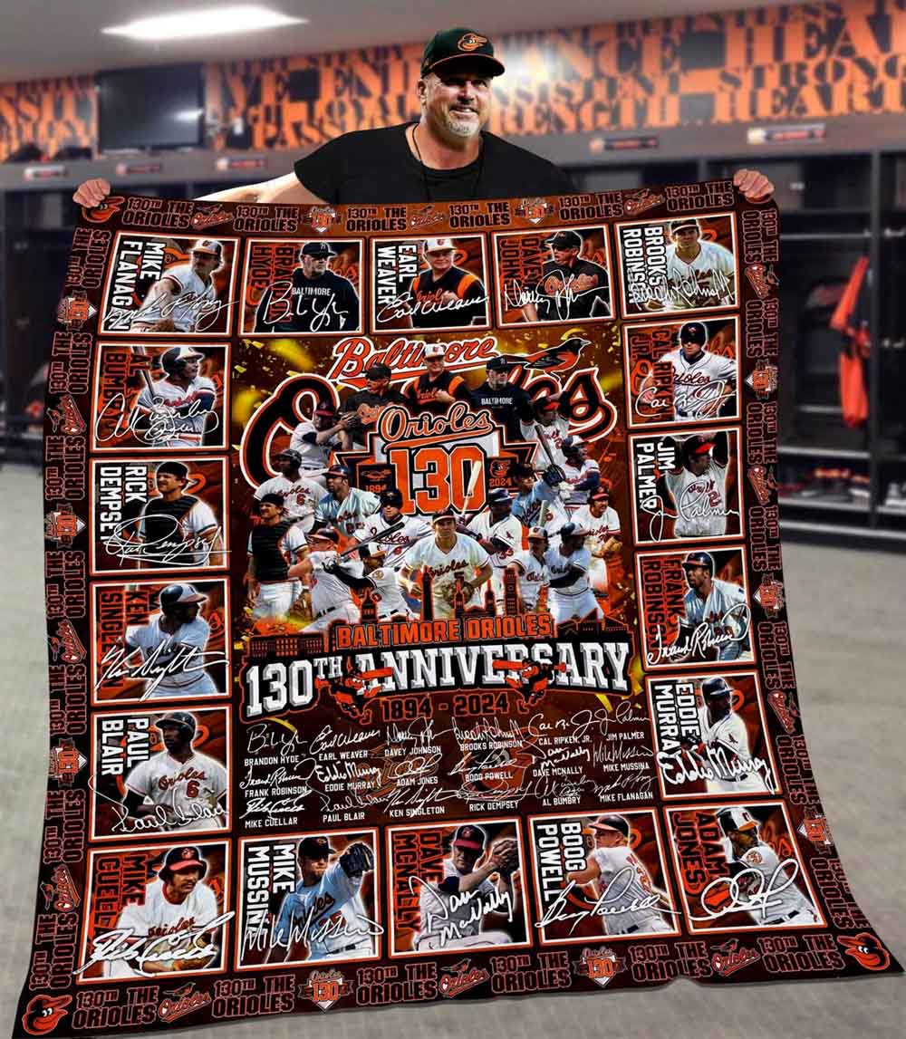 The Orioles 70th Anniversary 1954-2024 Quilt Fleece Blanket