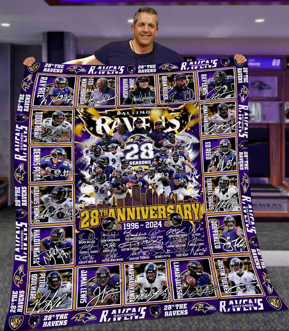 The Ravens 28th Anniversary 1996-2024 Special Quilt Fleece Blanket