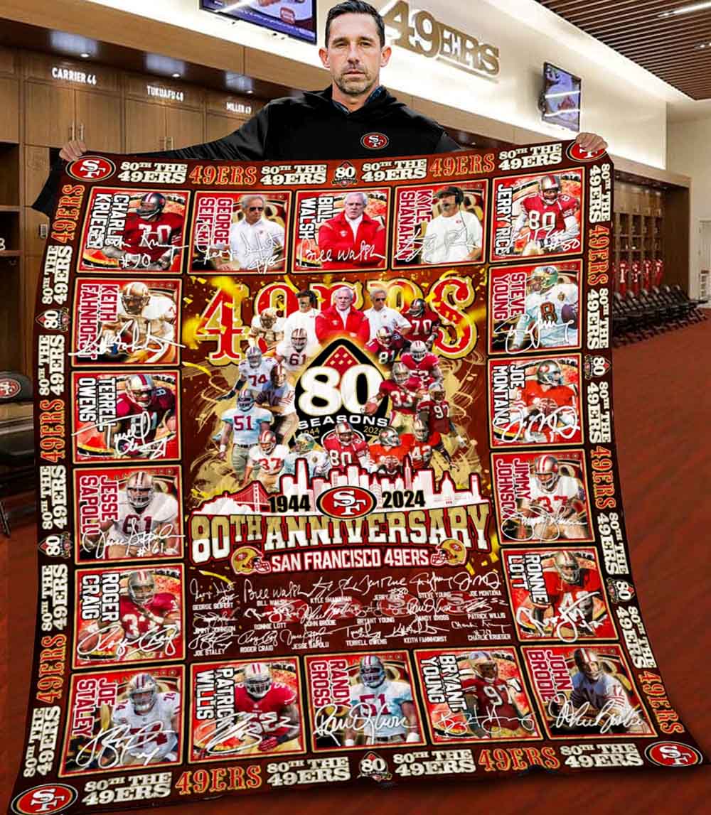 The San Francisco 49ers 80th Anniversary 1944-2024 Special Quilt Fleece Blanket