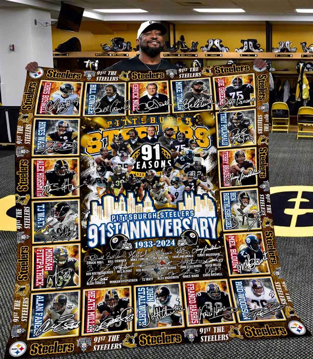 The Steelers 91th Anniversary 1933-2024 Special Quilt Fleece Blanket