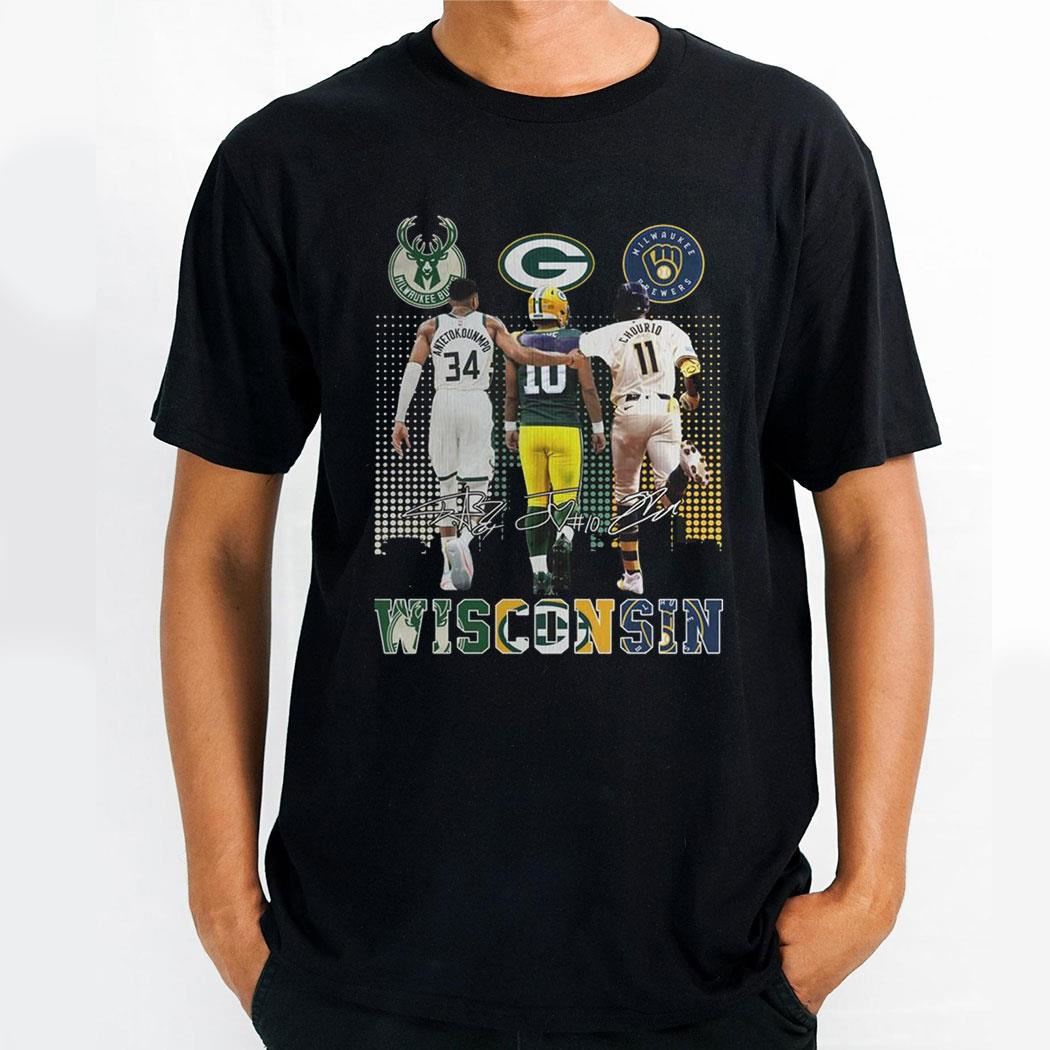 Milwaukee Bucks Antetokounmpo Green Bay Packers Love Brewers Chourio Shirt