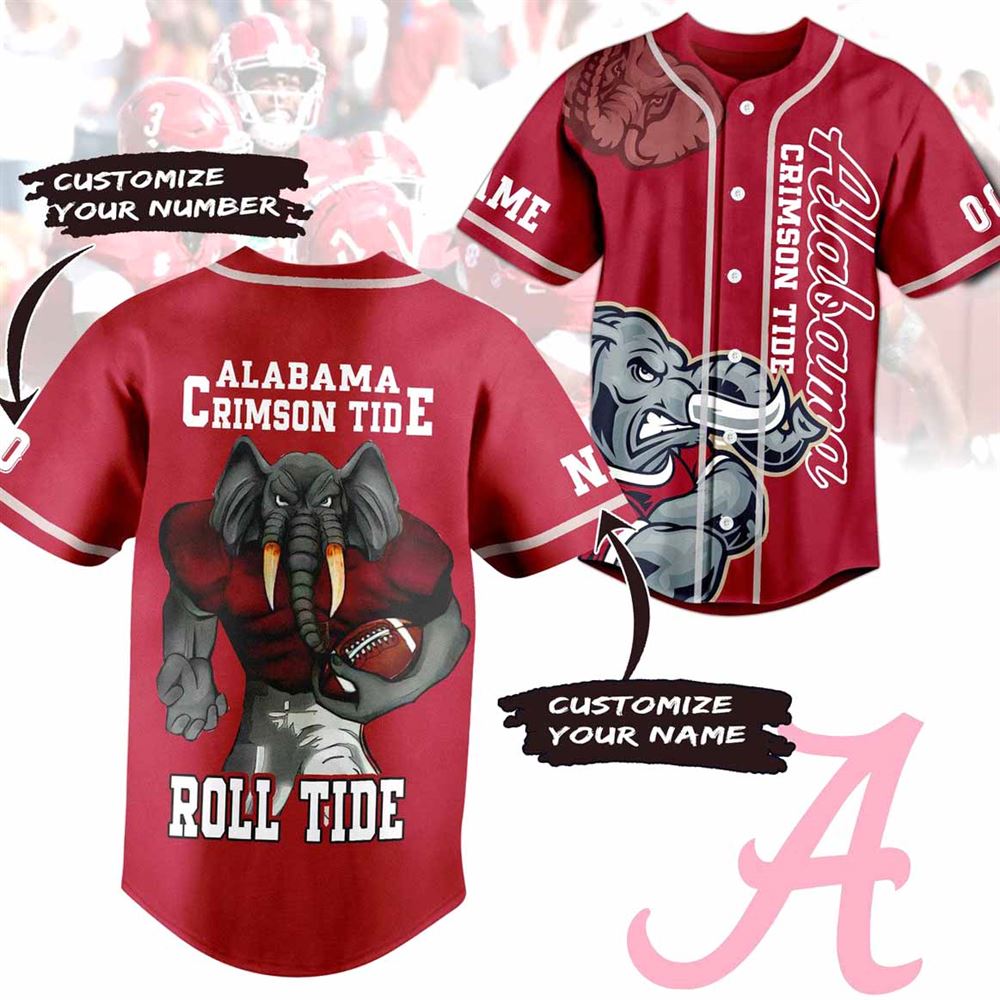 Alabama Crimson Tide Roll Tide Rode Custom Baseball Jersey