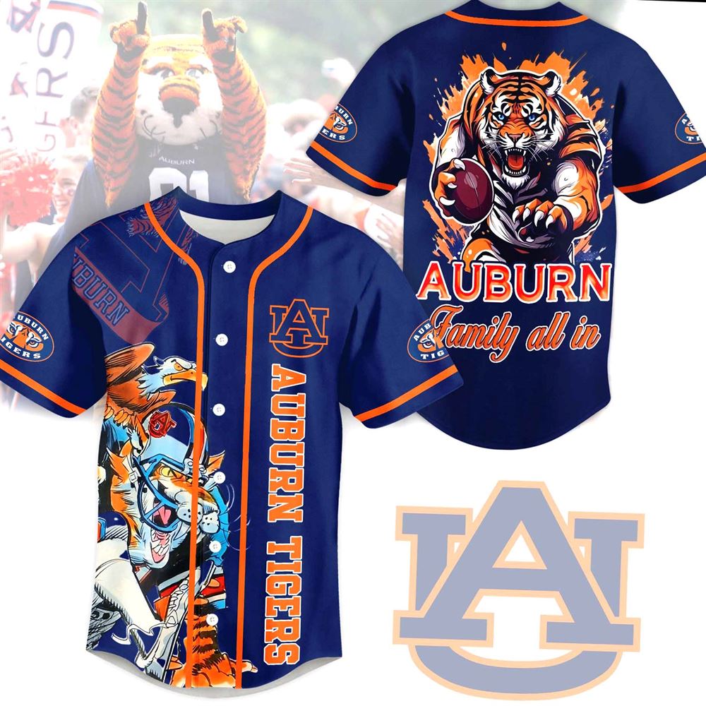 Auburn Tigers War Damn Eagle Custom Baseball Jersey