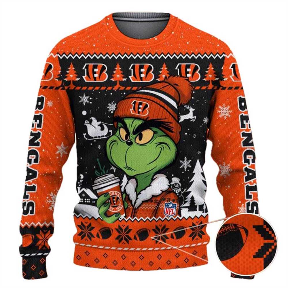 Cleveland Browns The Grinch Drink Coffee Ugly Christmas Sweater