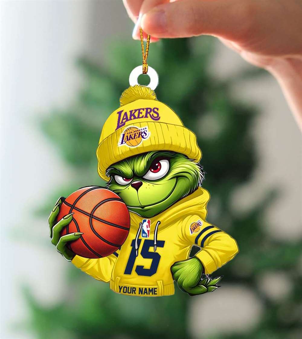 Grinch Los Angeles Lakers Nba Custom Name Christmas Ornament