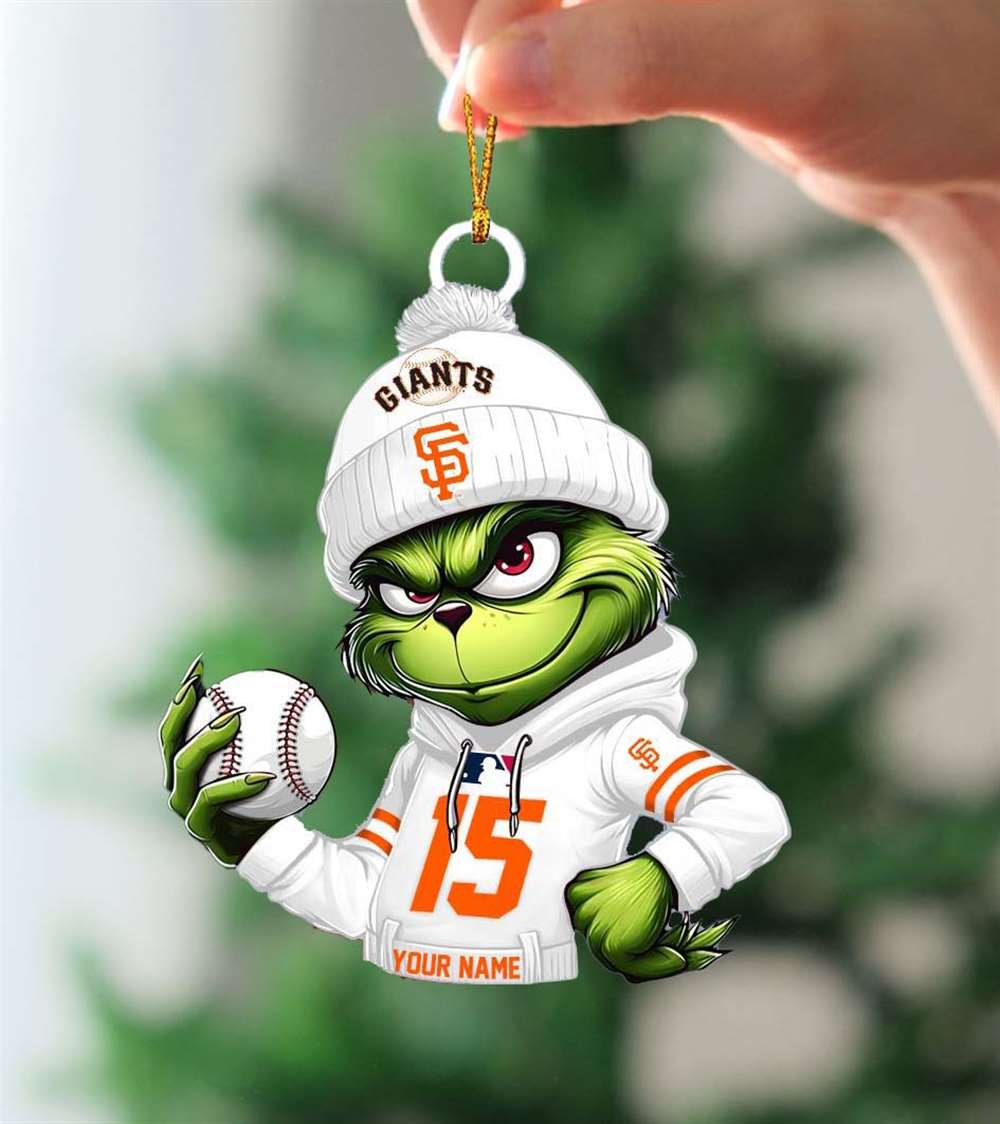 Grinch San Francisco Giants Mlb Custom Name Christmas Ornament