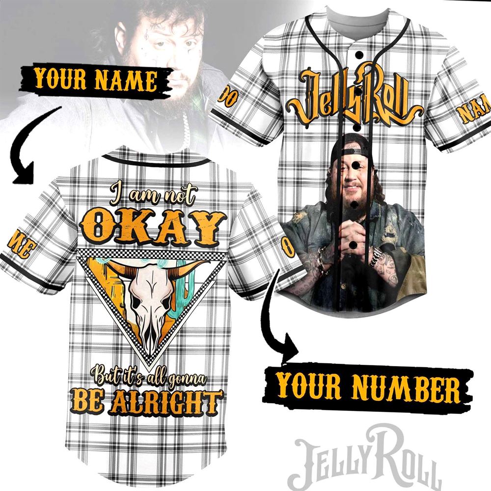 Jelly Roll I’m Not Okay Custom Baseball Jersey