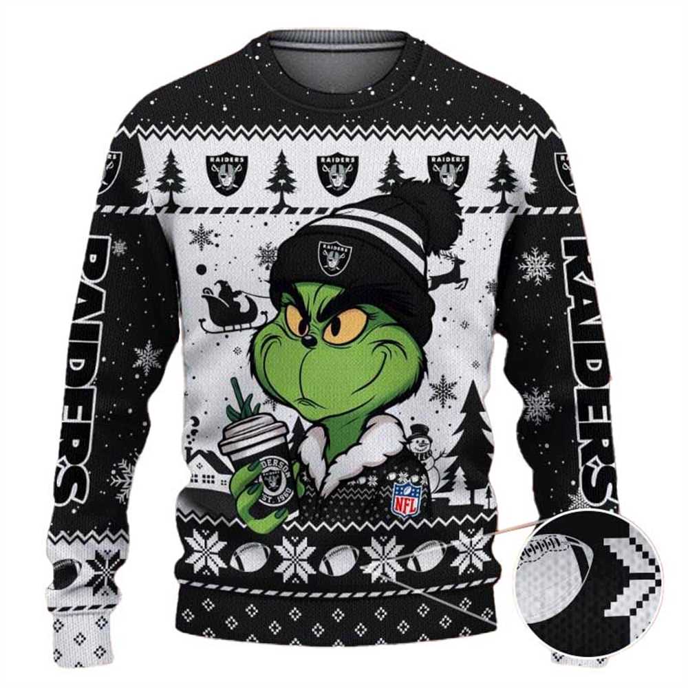 Los Angeles Chargers The Grinch Drink Coffee Ugly Christmas Sweater