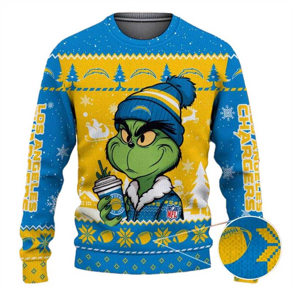 Los Angeles Rams The Grinch Drink Coffee Ugly Christmas Sweater