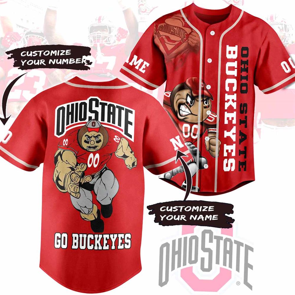 Ohio State Buckeyes Brutus Custom Baseball Jersey