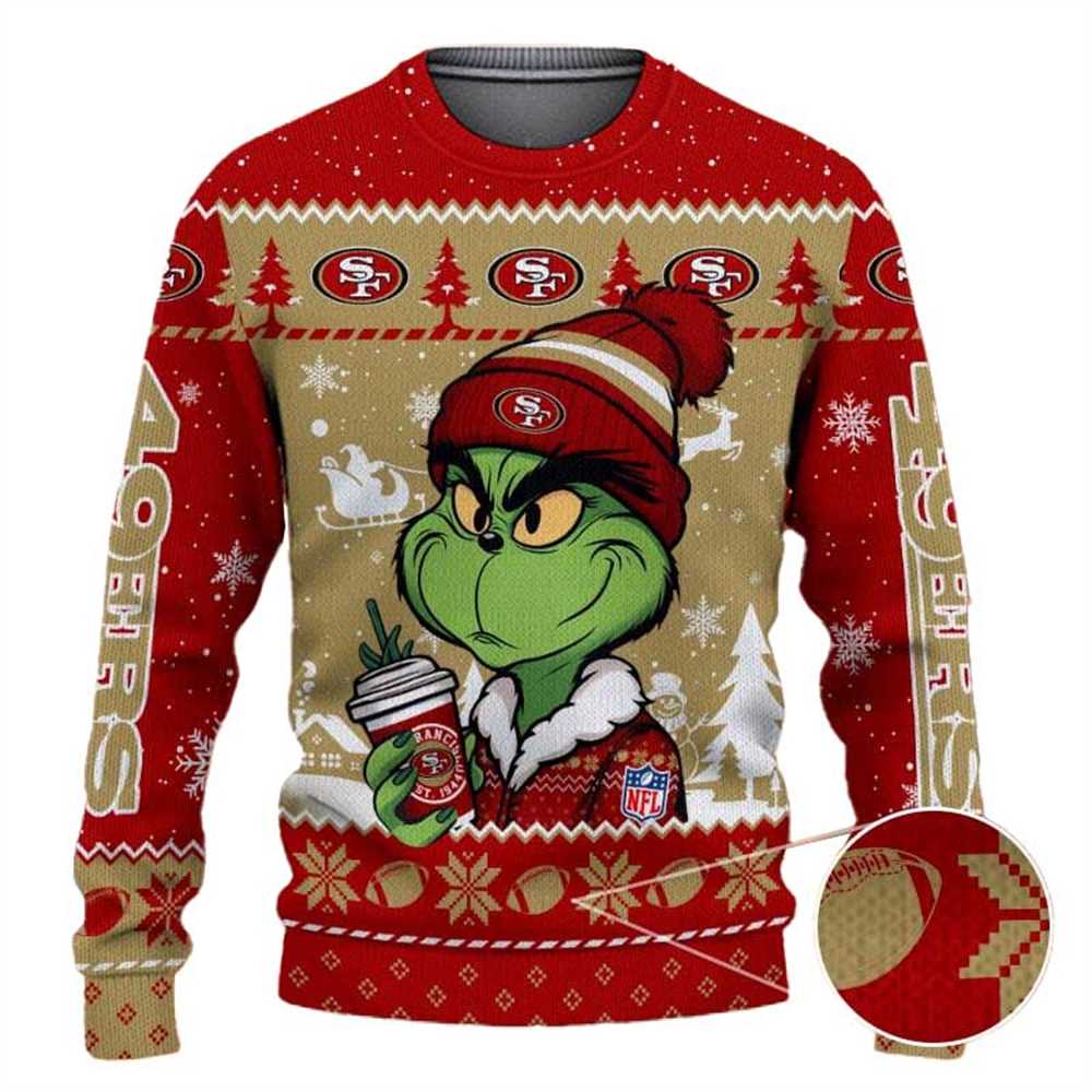 Seattle Seahawks The Grinch Drink Coffee Ugly Christmas Sweater