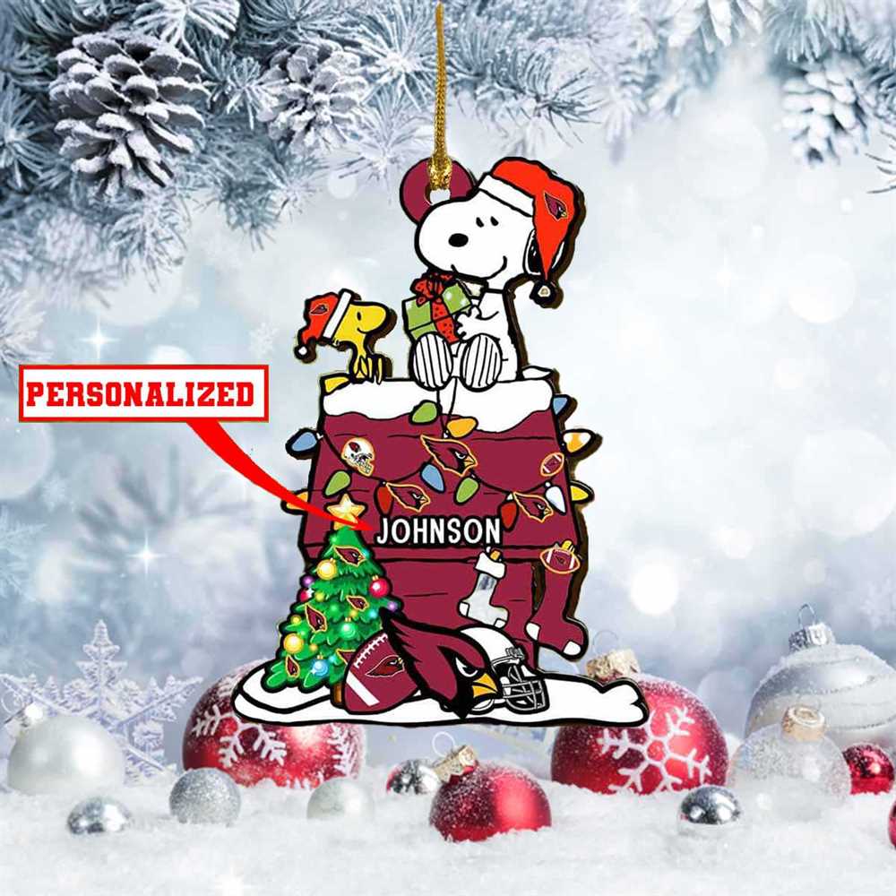 Snoopy Arizona Cardinals Nfl Personalized Christmas Ornament