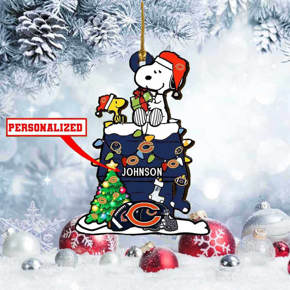 Snoopy Chicago Bears Nfl Personalized Christmas Ornament