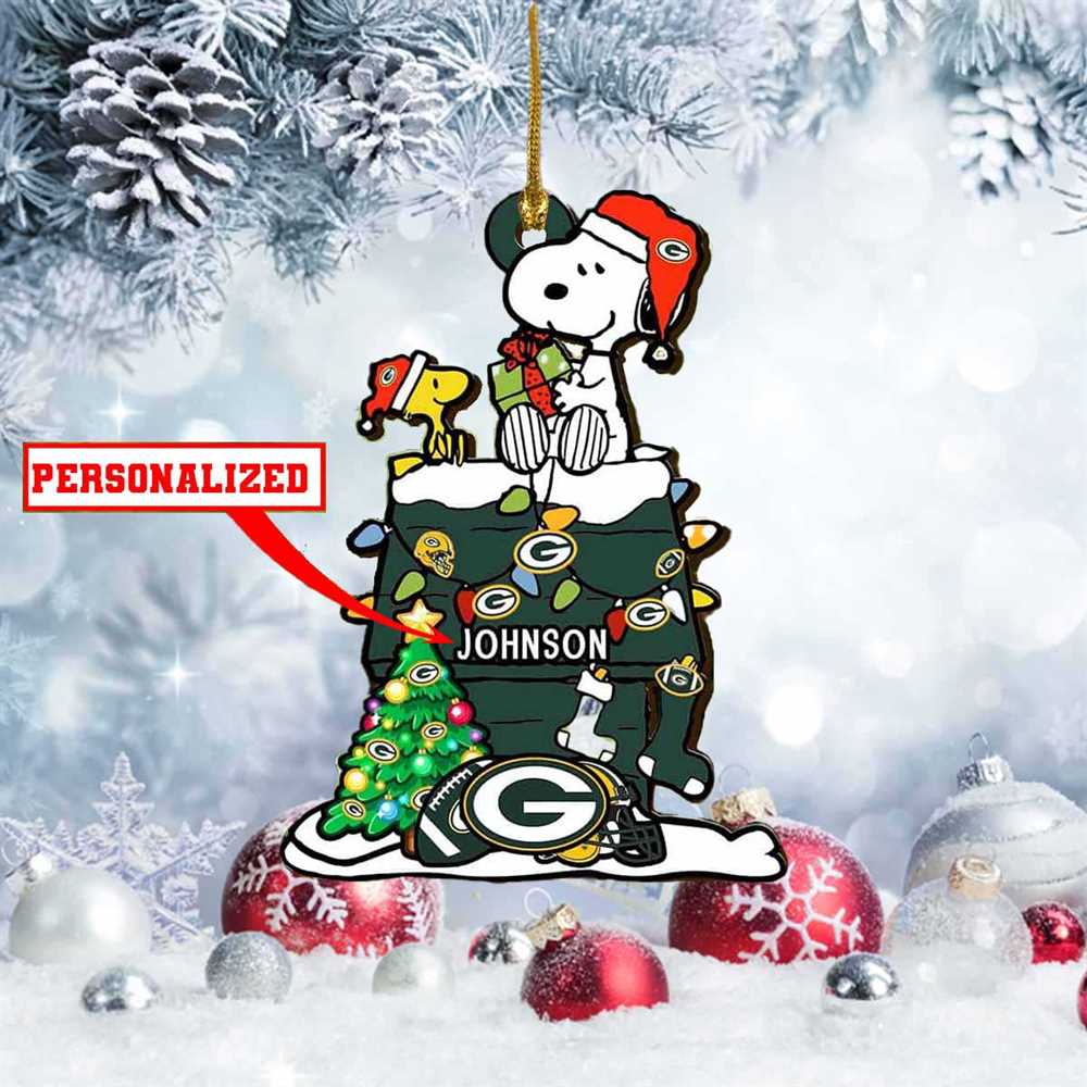 Snoopy Detroit Lions Nfl Personalized Christmas Ornament