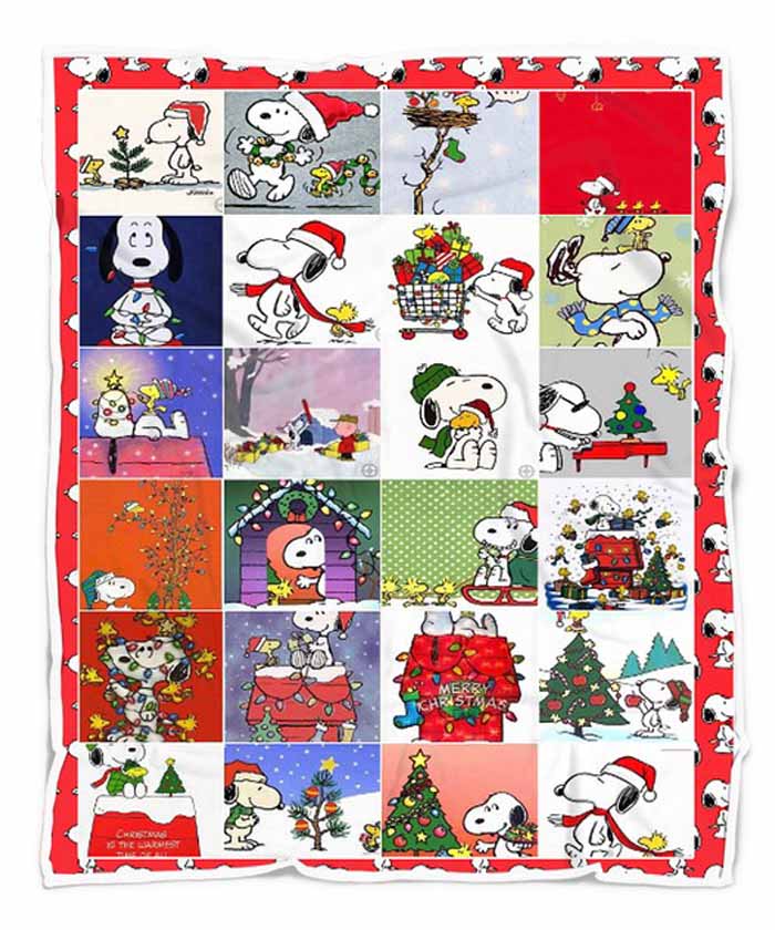 Snoopy Santa Snowman Merry Christmas Quilt Fleece Blanket