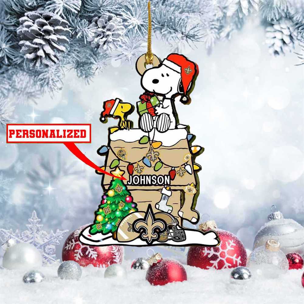 Snoopy New Orleans Saints Nfl Personalized Christmas Ornament