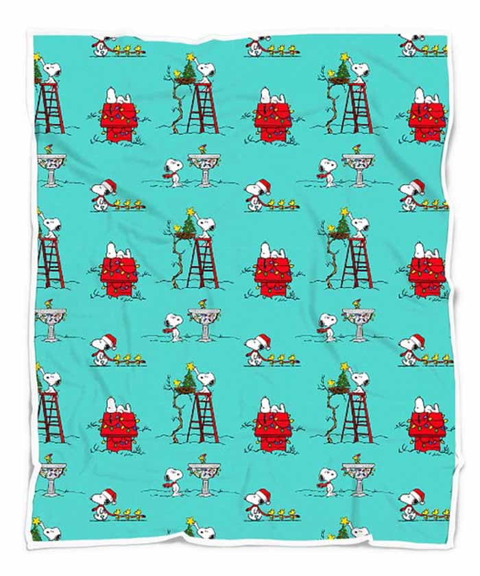 Snoopy Woodstock Christmas Quilt Fleece Blanket