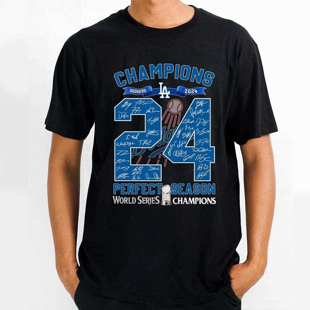 Los Angeles Dodgers Team Signatures 2024 World Series Champions Shirt