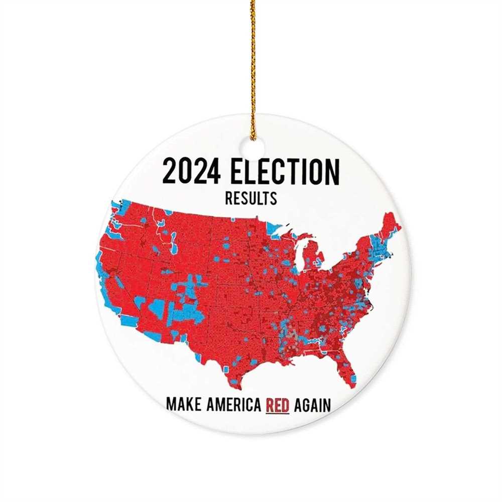 Us Presidential Election 2024 Map Trump Red Wave Ornament