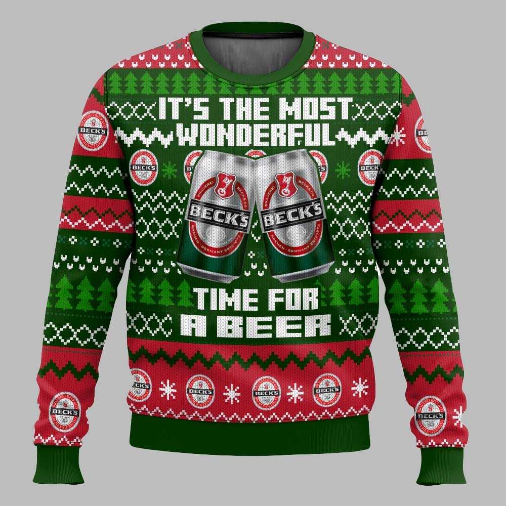 Becks Its The Most Wonderful Time For A Beer Christmas Ugly Sweater