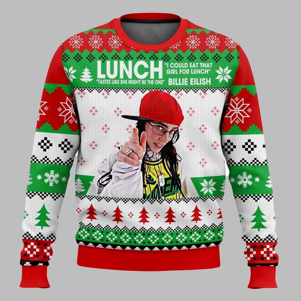 Billie Eilish I Could Eat That Girl For Lunch Christmas Ugly Sweater