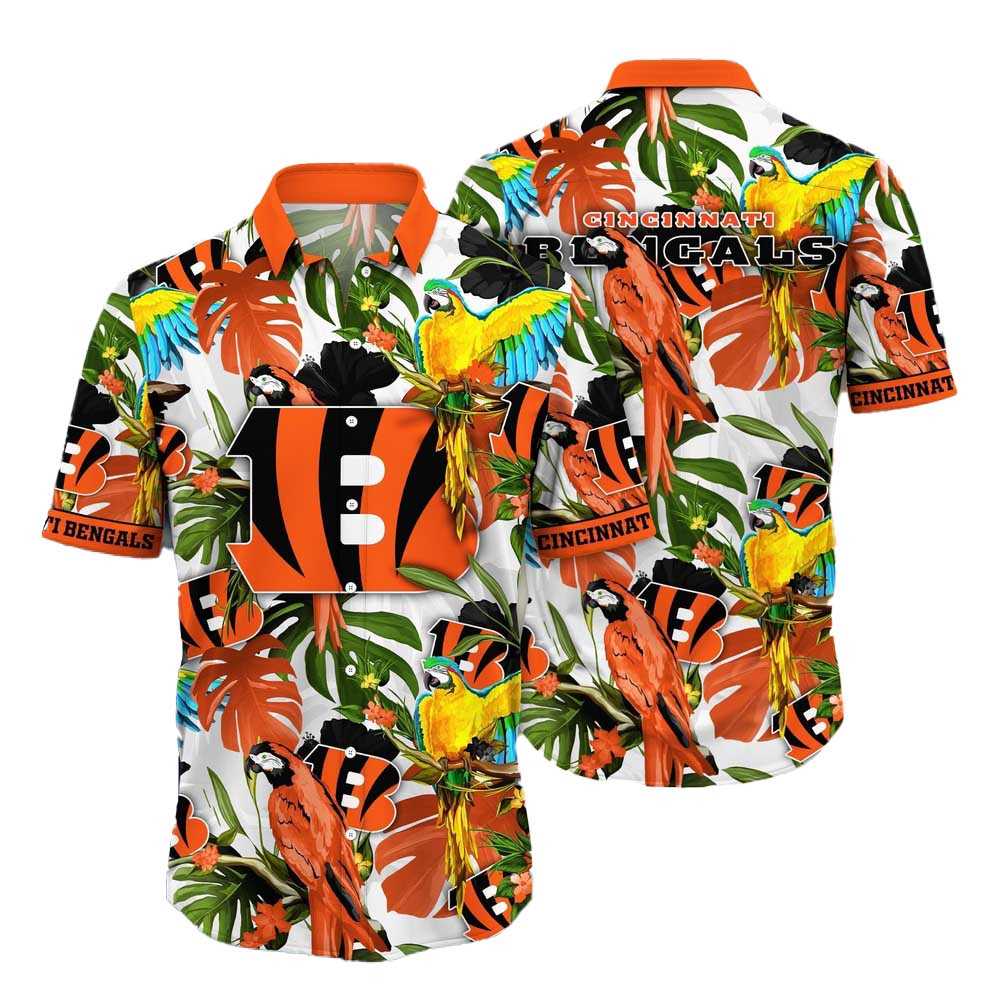 Chicago Bears Parrots Tropical Flower Hawaiian Shirt