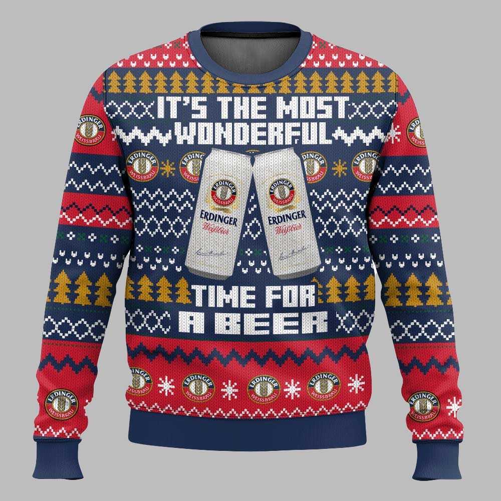 Erdinger Its The Most Wonderful Time For A Beer Christmas Ugly Sweater