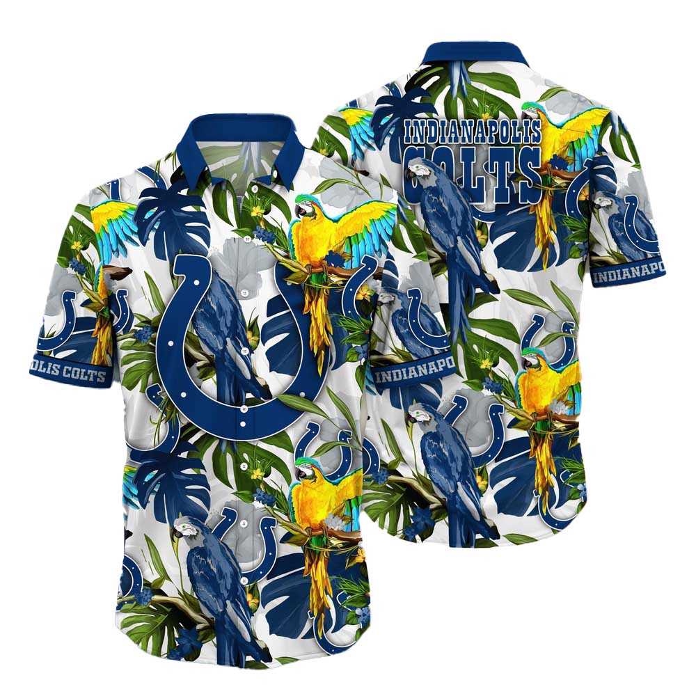 Indianapolis Colts Parrots Tropical Flower Hawaiian Shirt