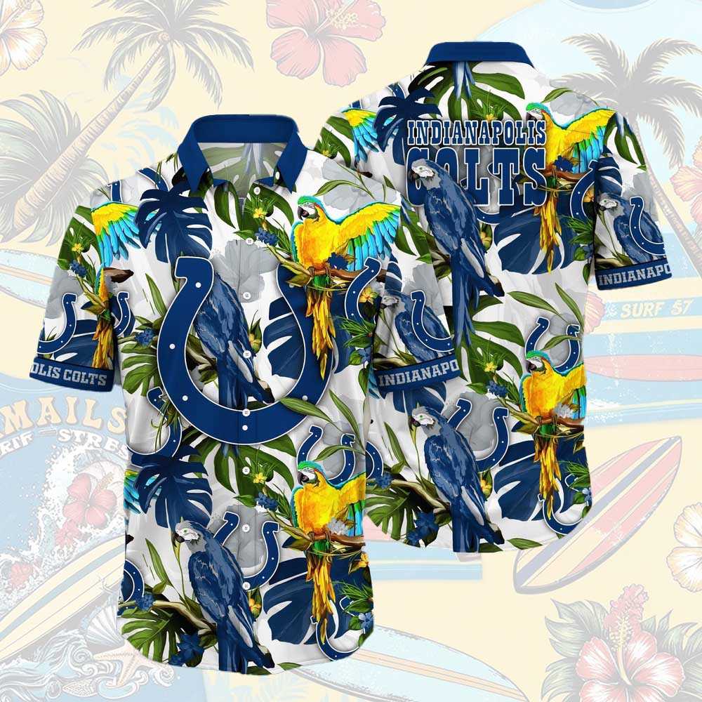 Indianapolis Colts Parrots Tropical Flower Hawaiian Shirt