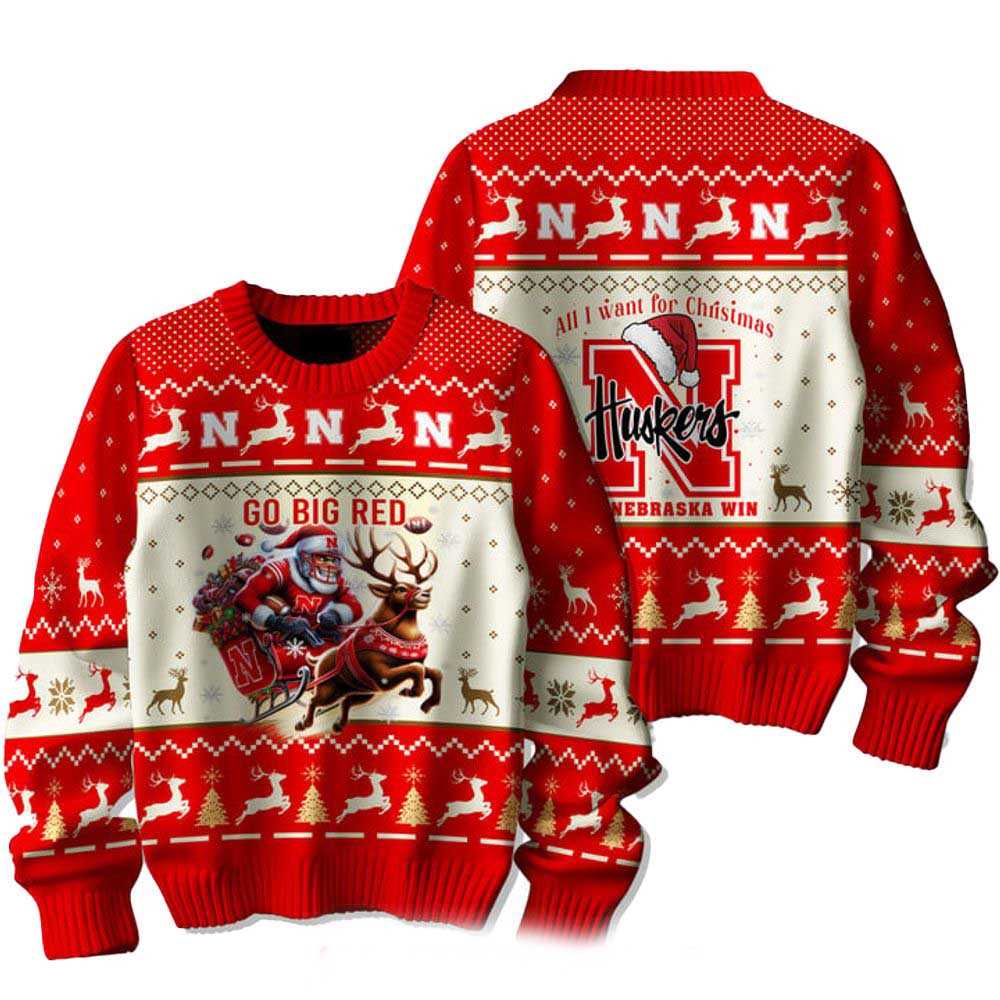 Nebraska Cornhuskers All I Want For Christmas Sweater