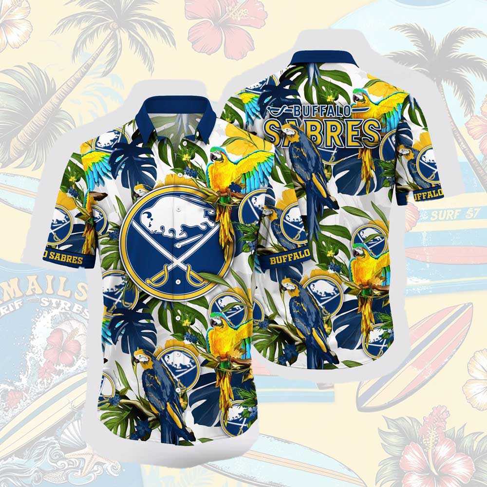 Nhl Buffalo Sabres Hawaiian Shirt Tropical Parrot Pattern Summer Hawaiian Shirt