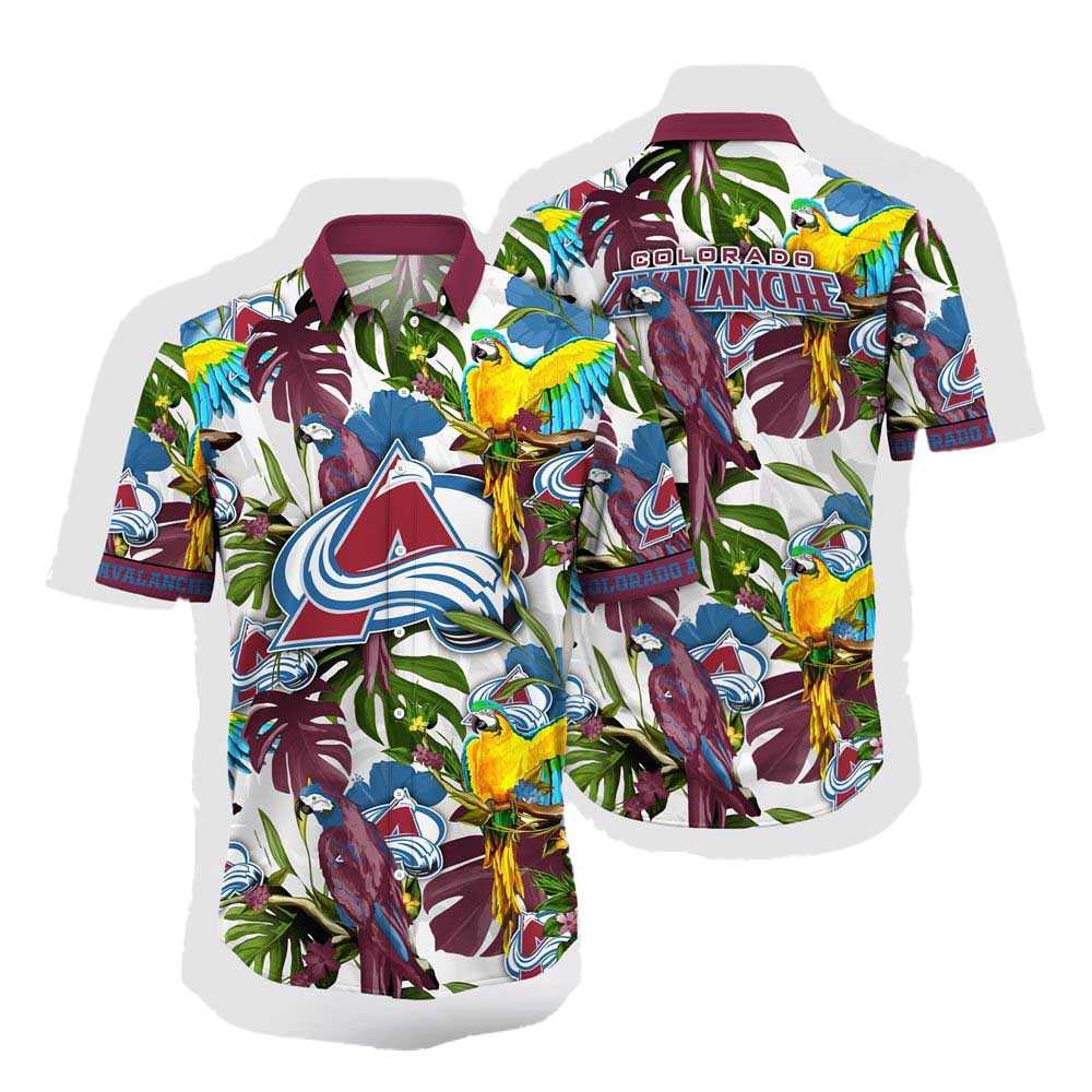 Nhl Colorado Avalanche Hawaiian Shirt Tropical Parrot Pattern Summer Hawaiian Shirt