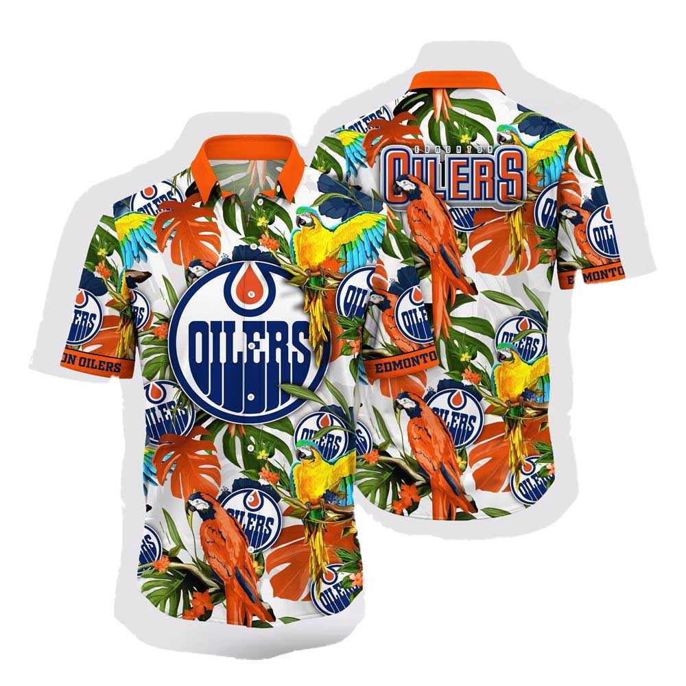 Nhl Edmonton Oilers Hawaiian Shirt Tropical Parrot Pattern Summer Hawaiian Shirt