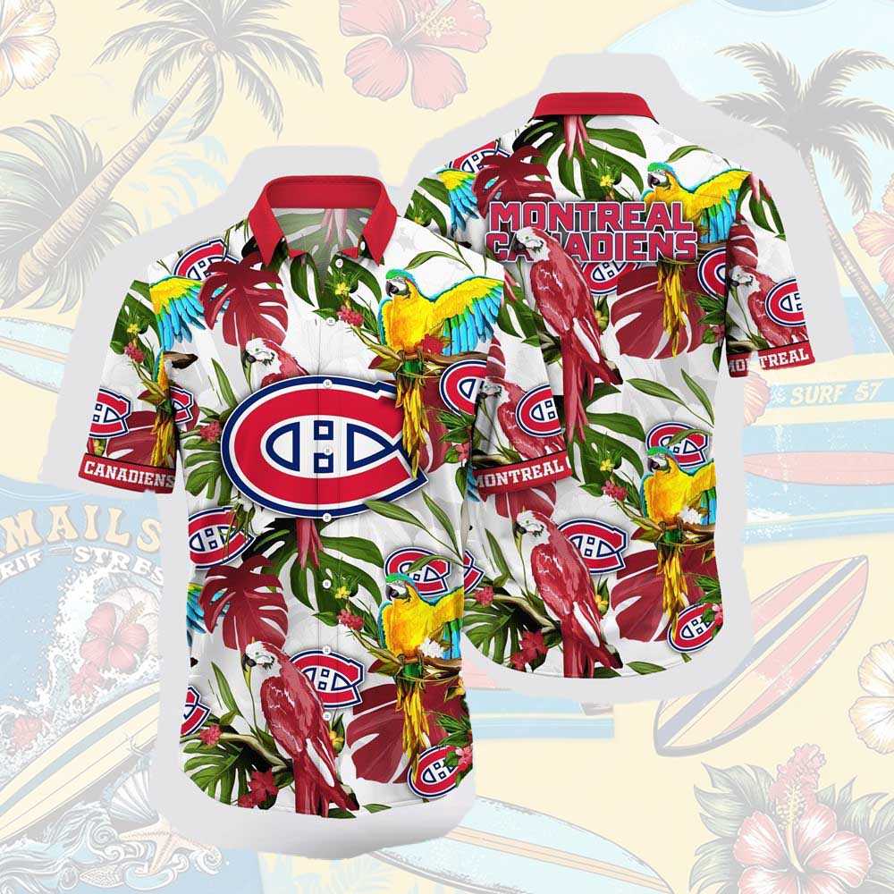 Nhl Montreal Canadiens Hawaiian Shirt Tropical Parrot Pattern Summer Hawaiian Shirt