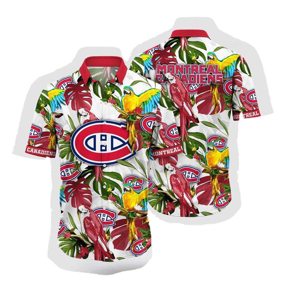 Nhl Montreal Canadiens Hawaiian Shirt Tropical Parrot Pattern Summer Hawaiian Shirt