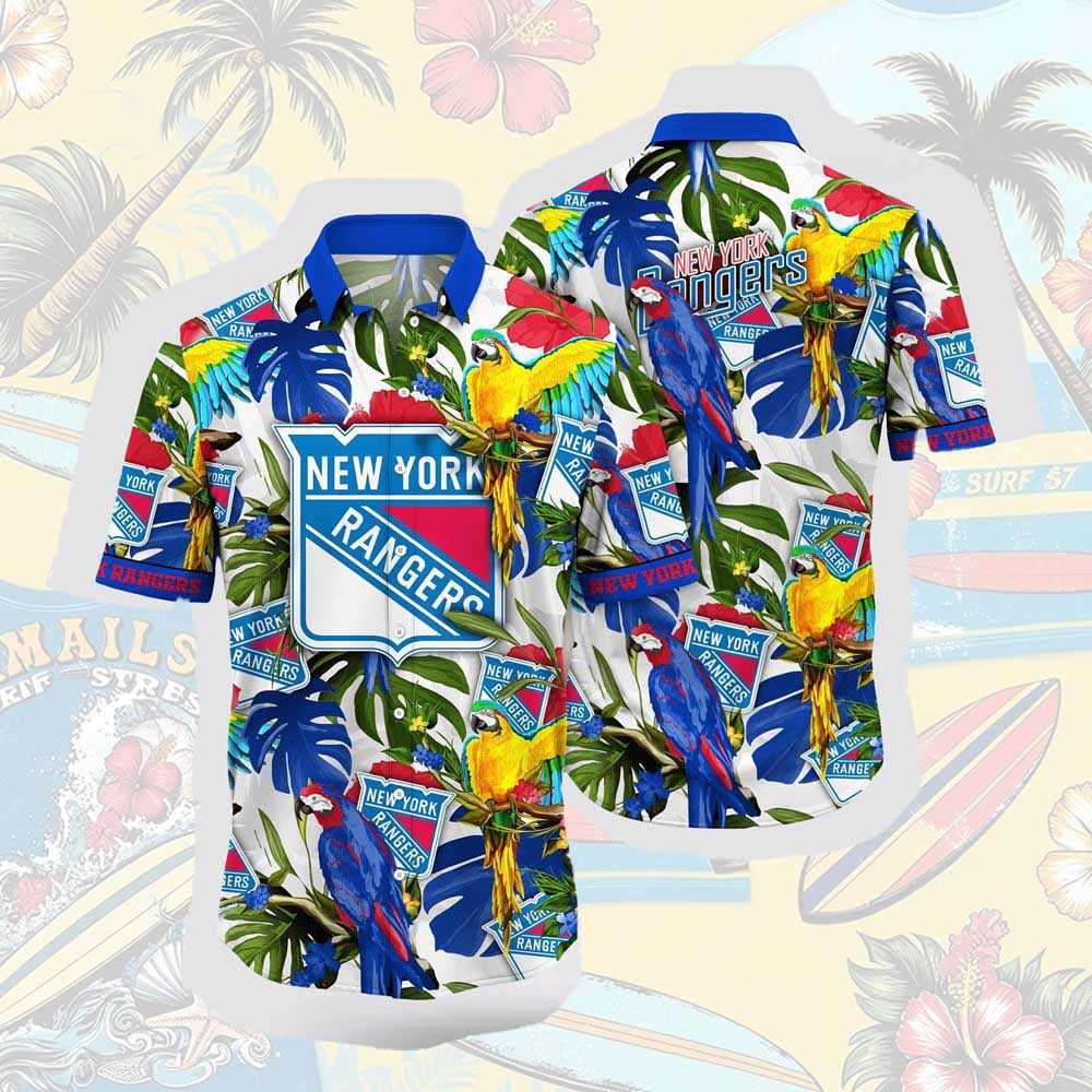 Nhl New York Rangers Hawaiian Shirt Tropical Parrot Pattern Summer Hawaiian Shirt