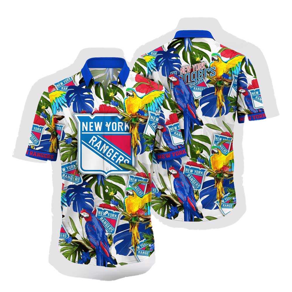 Nhl New York Rangers Hawaiian Shirt Tropical Parrot Pattern Summer Hawaiian Shirt