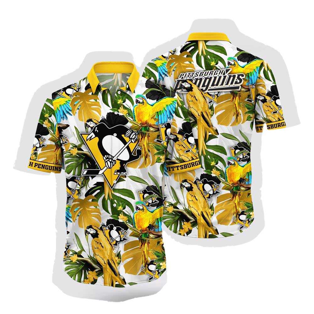 Nhl Pittsburgh Penguins Hawaiian Shirt Tropical Parrot Pattern Summer Hawaiian Shirt