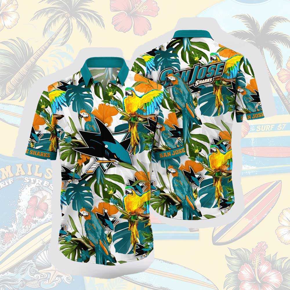 Nhl San Jose Sharks Hawaiian Shirt Tropical Parrot Pattern Summer Hawaiian Shirt