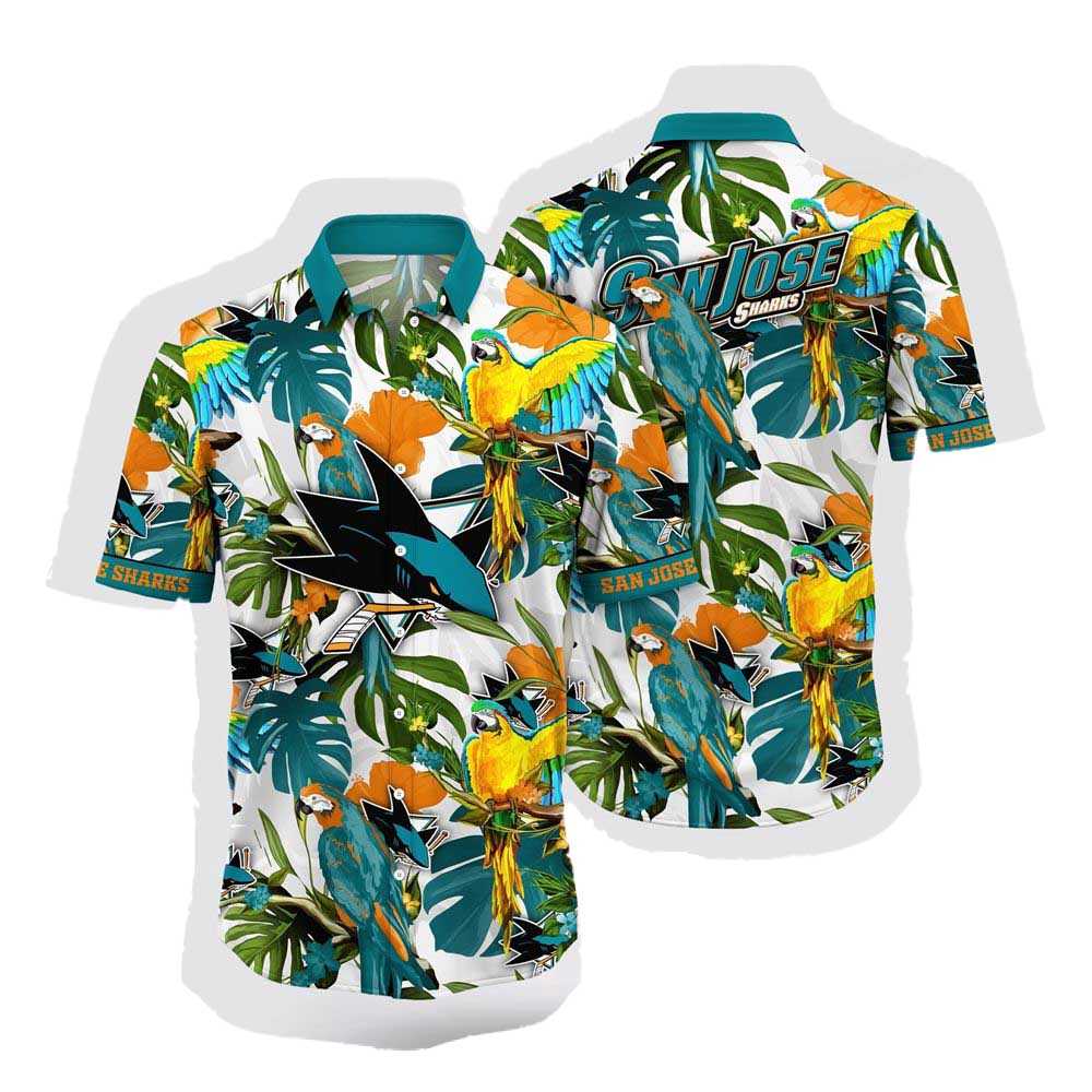 Nhl San Jose Sharks Hawaiian Shirt Tropical Parrot Pattern Summer Hawaiian Shirt