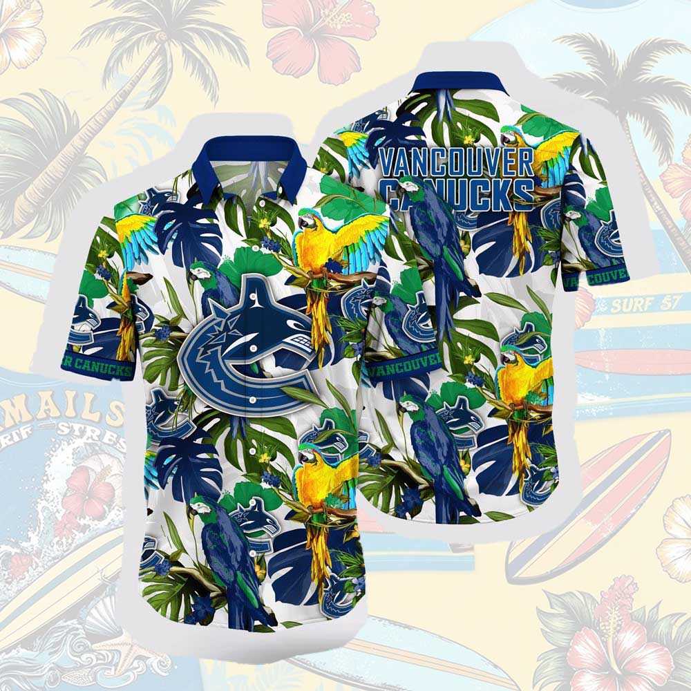 Nhl Vancouver Canucks Hawaiian Shirt Tropical Parrot Pattern Summer Hawaiian Shirt