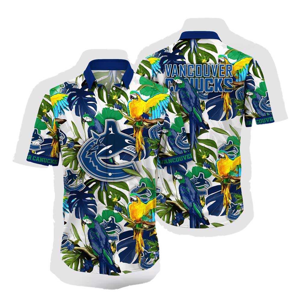 Nhl Vancouver Canucks Hawaiian Shirt Tropical Parrot Pattern Summer Hawaiian Shirt