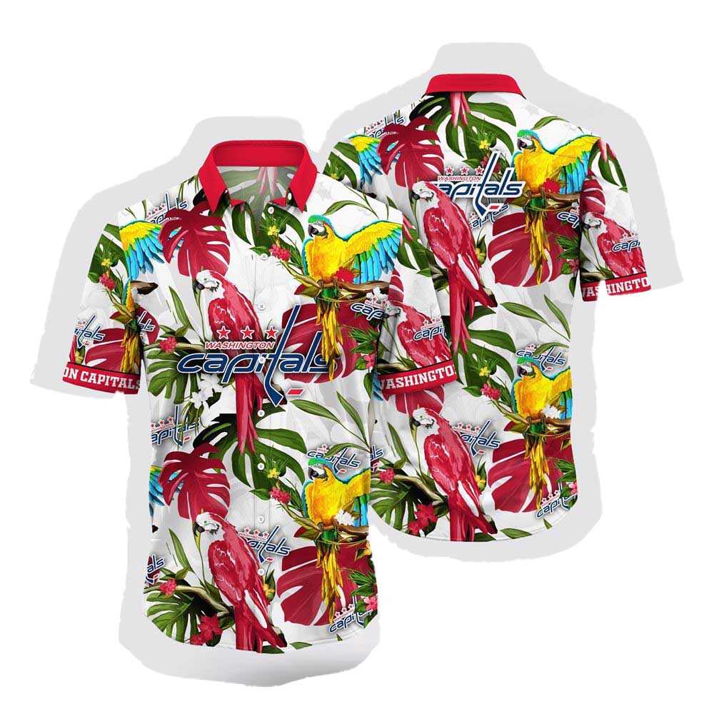 Nhl Washington Capitals Hawaiian Shirt Tropical Parrot Pattern Summer Hawaiian Shirt