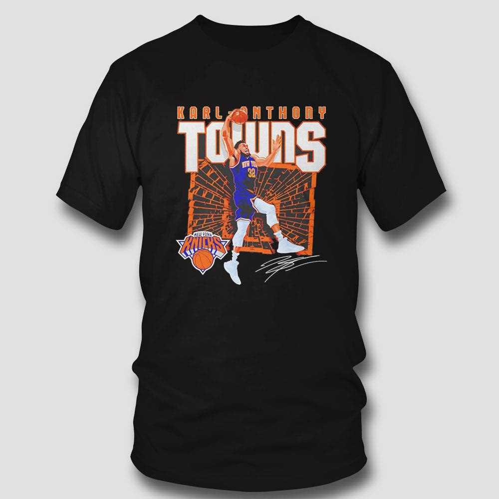 Karl Anthony Towns New York Knicks Nba Basketball Shattered Signature Vintage Shirt Karl Anthony Towns New York Knicks Nba Basketball Shattered Signature Vintage Shirt